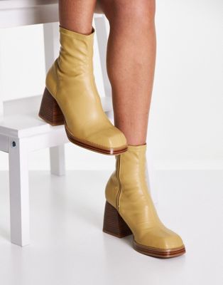Ratio square toe sock boots in sand
