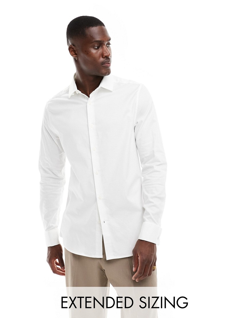 ASOS DESIGN regular royal oxford shirt with double cuff in white