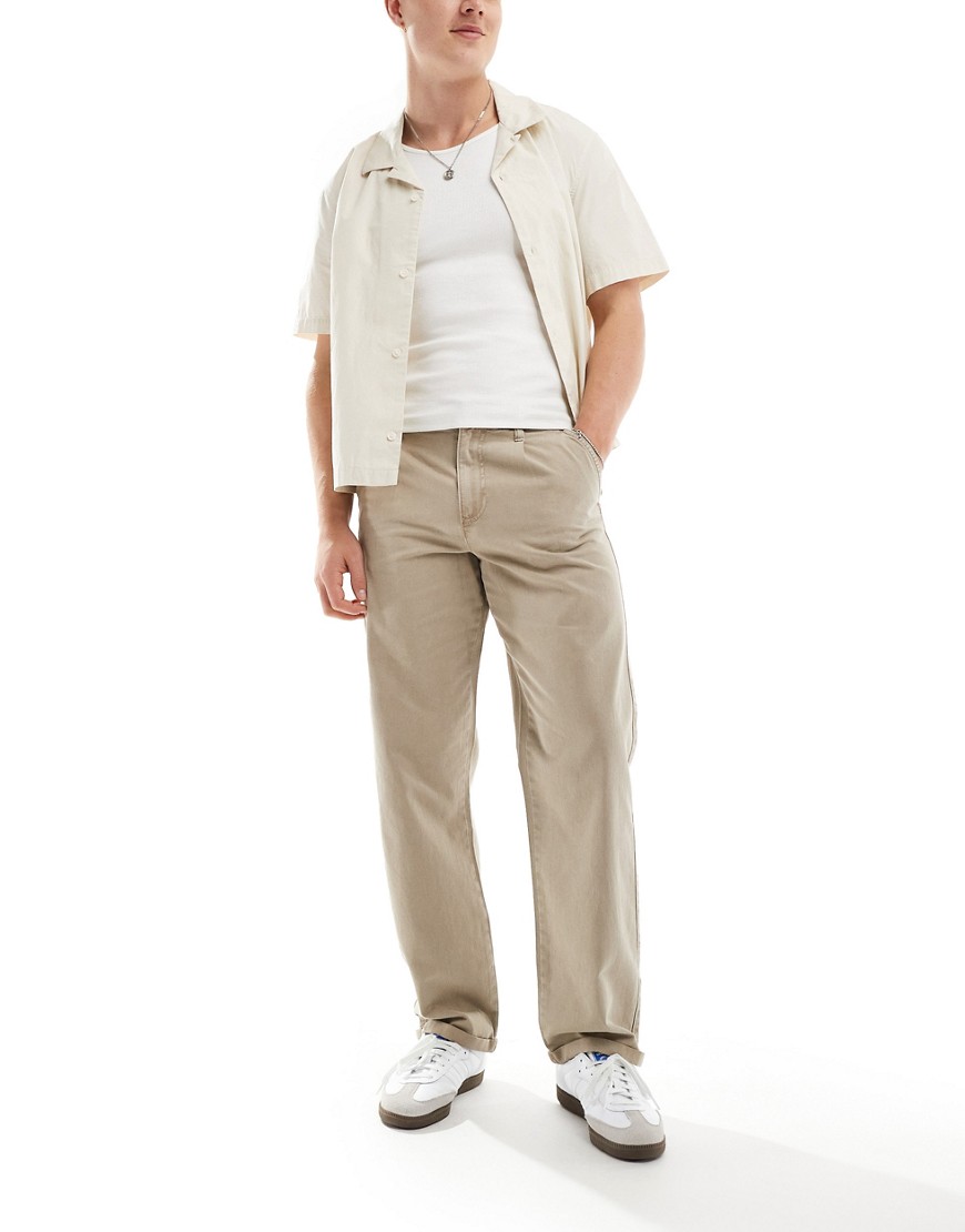 ASOS DESIGN relaxed chino in washed beige-Neutral