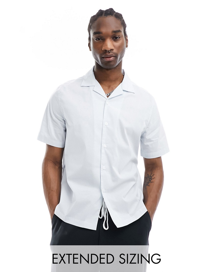 ASOS DESIGN relaxed smart stripe shirt in light blue