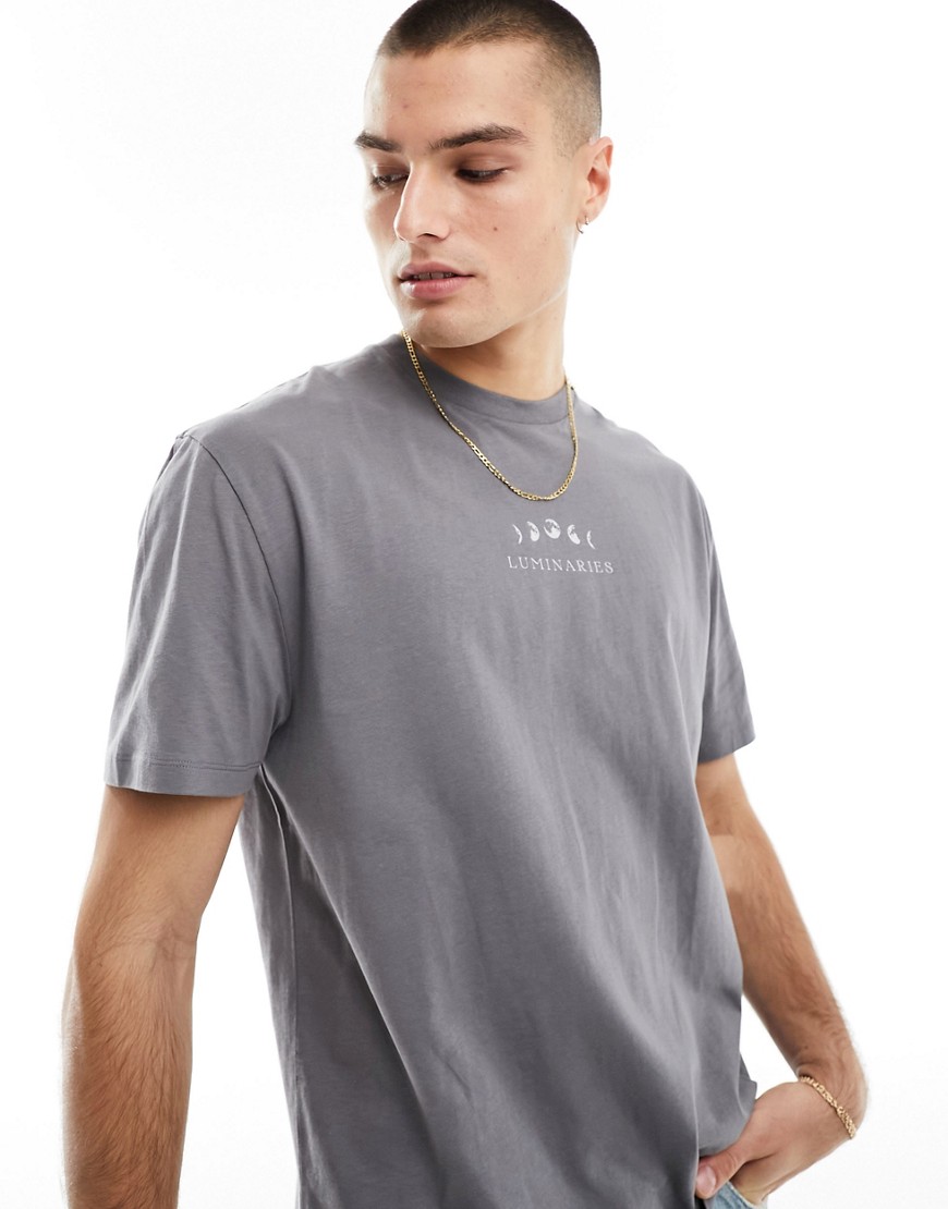 ASOS DESIGN relaxed t-shirt in grey with celestial chest print