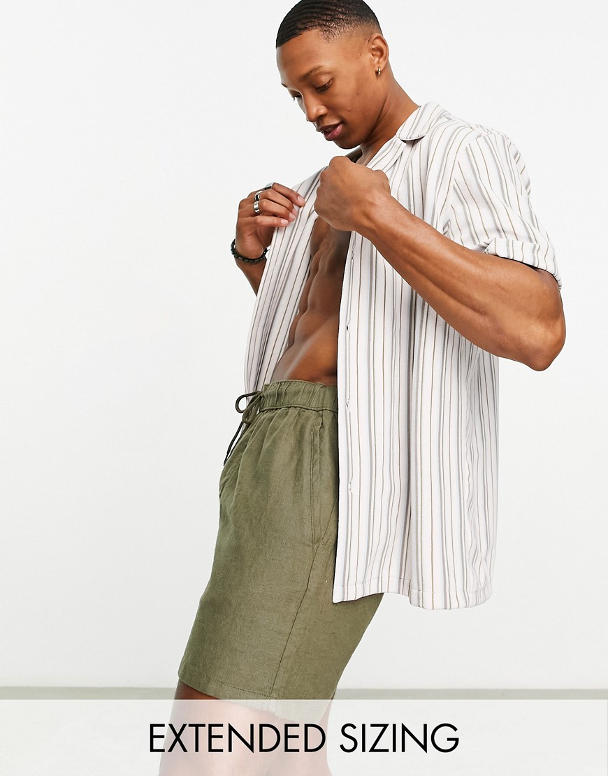 ASOS DESIGN revere towelling shirt in neutral stripe