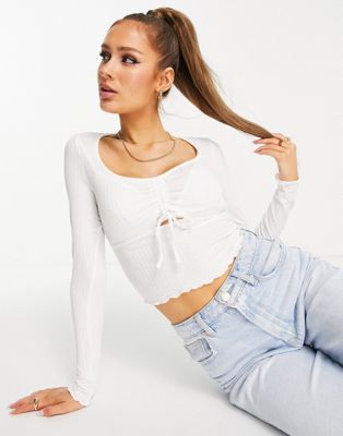 Ruched front top with cut out in white - Click1Get2 Coupon