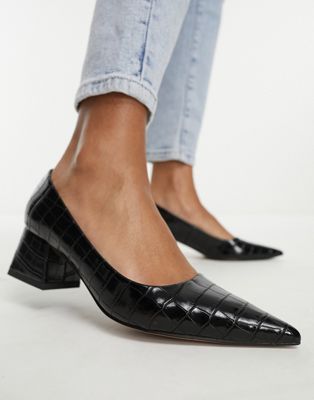 ASOS DESIGN Saint block mid heeled shoes in black