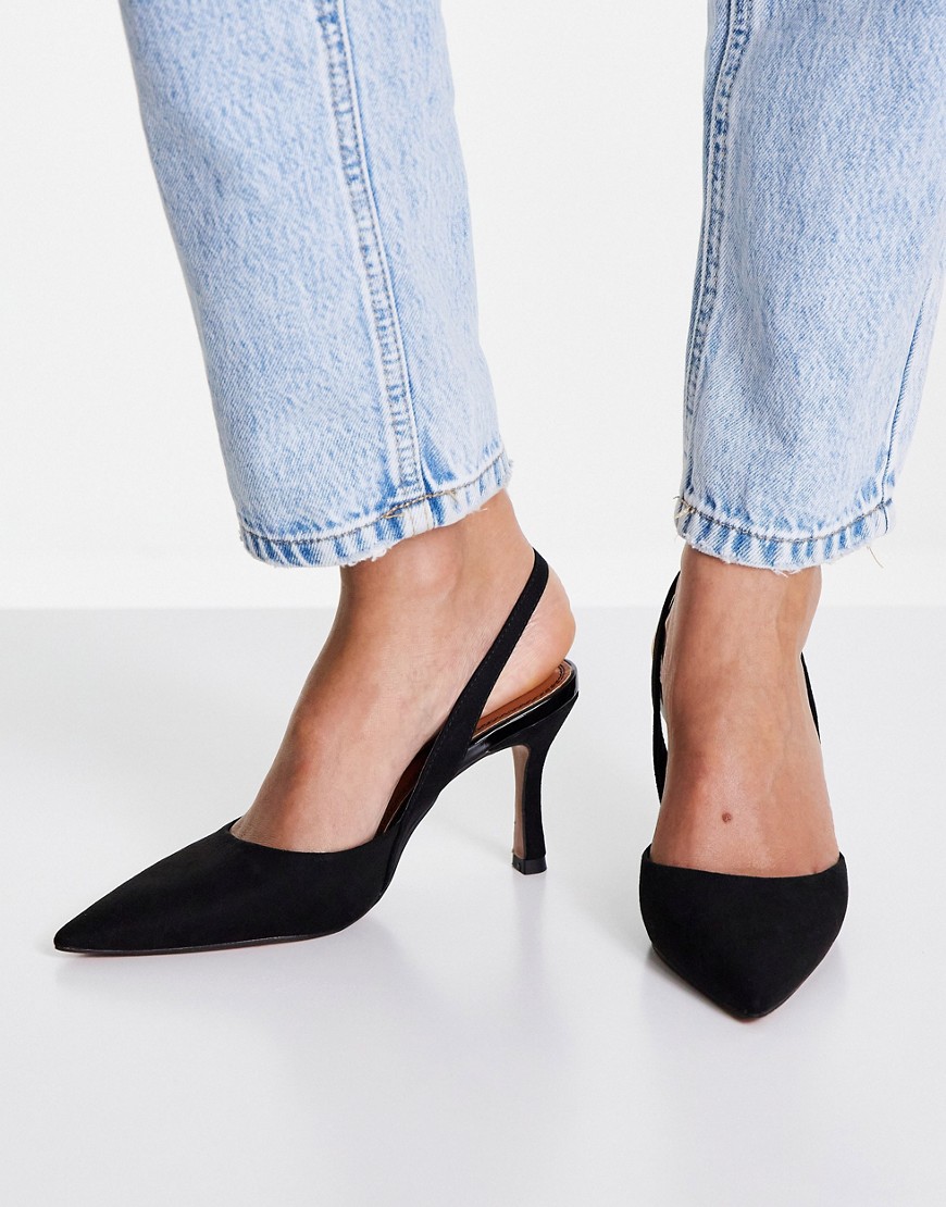 ASOS DESIGN Samber slingback stiletto heels in black