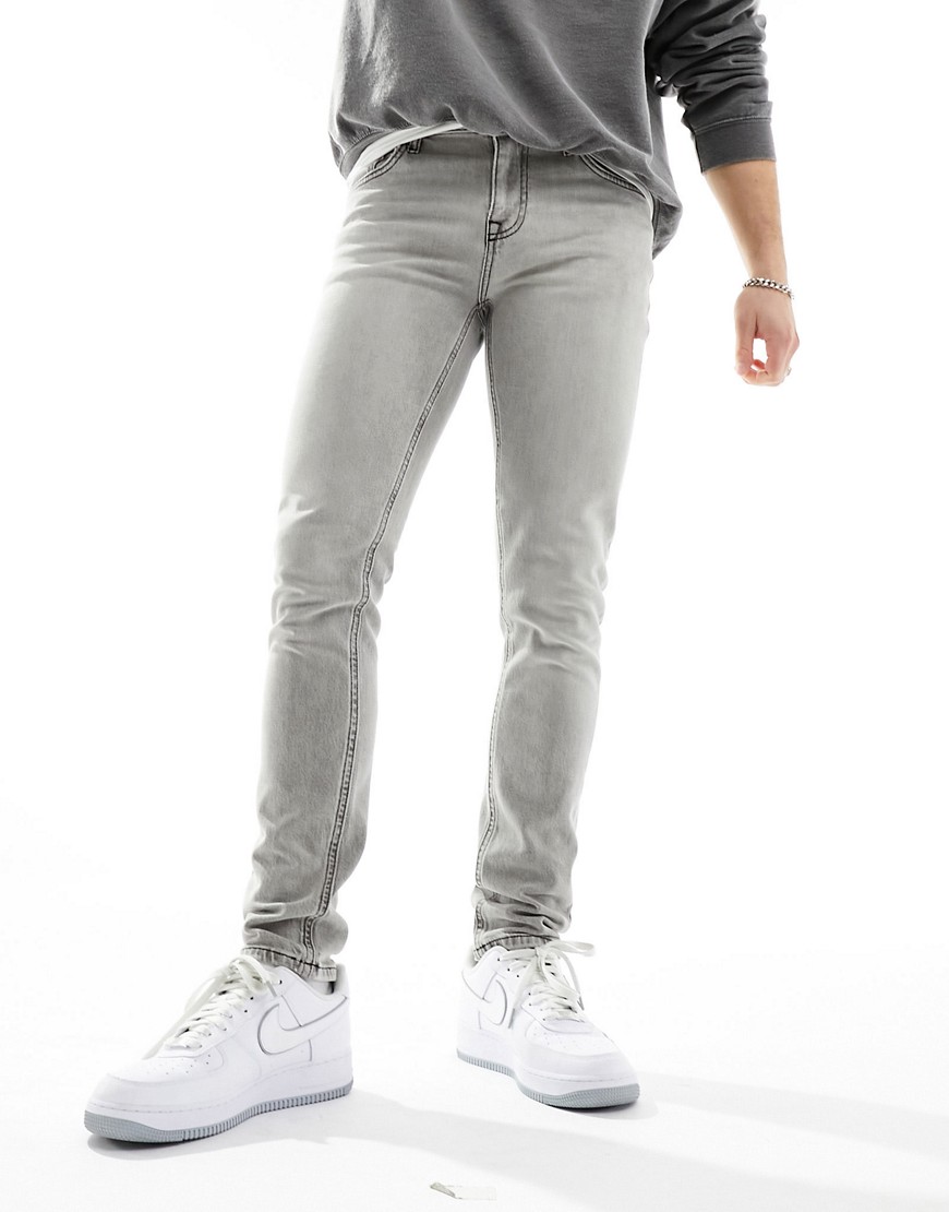 ASOS DESIGN skinny jeans in grey wash-Black