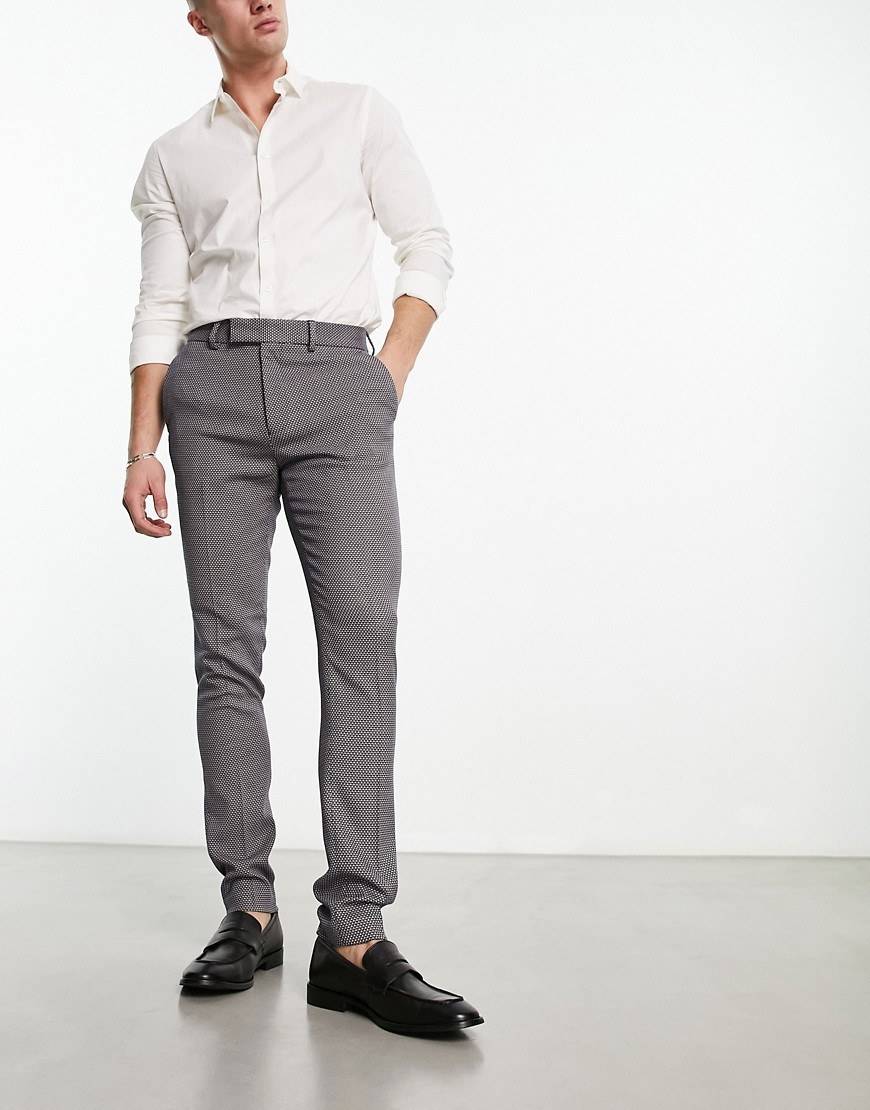 ASOS DESIGN skinny smart trousers in navy texture