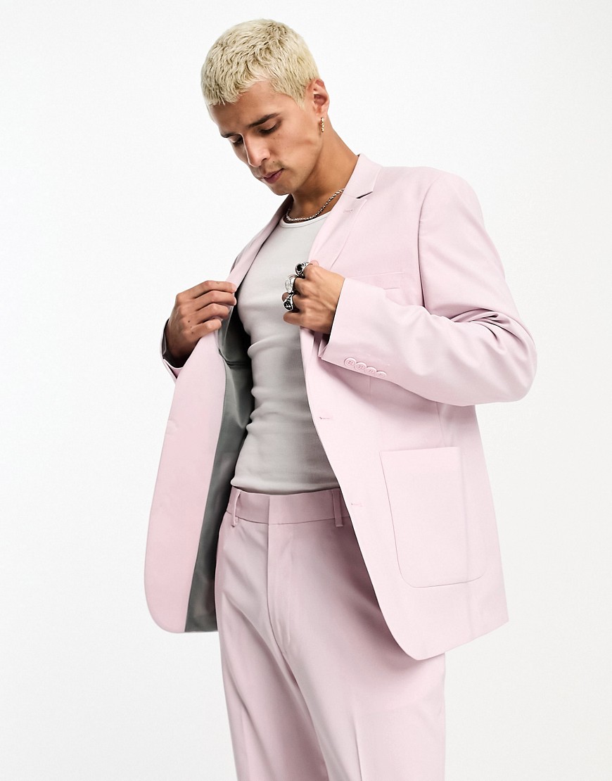 ASOS DESIGN skinny suit jacket in lilac-Purple