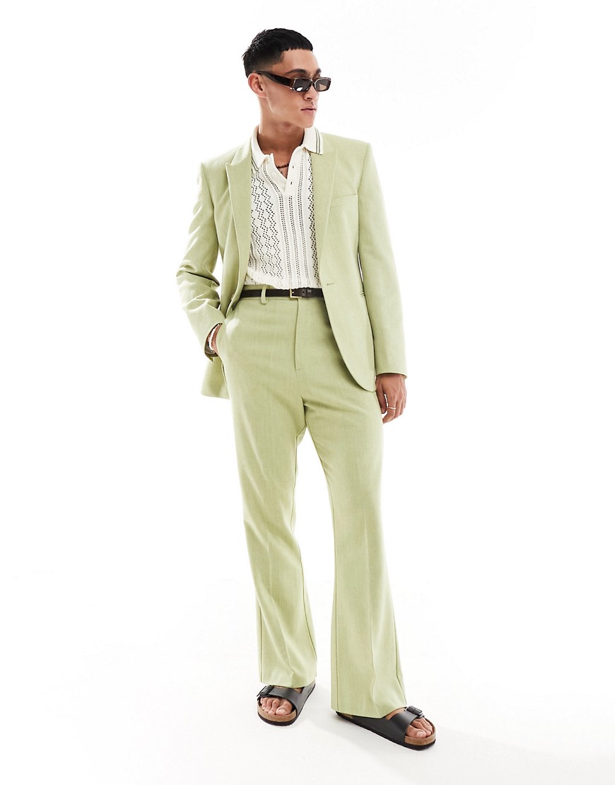 ASOS DESIGN skinny suit jacket in sage green wool mix