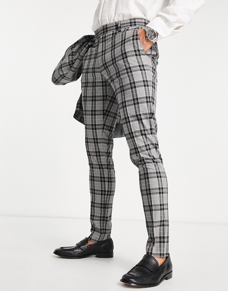 ASOS DESIGN skinny suit trousers in grey check