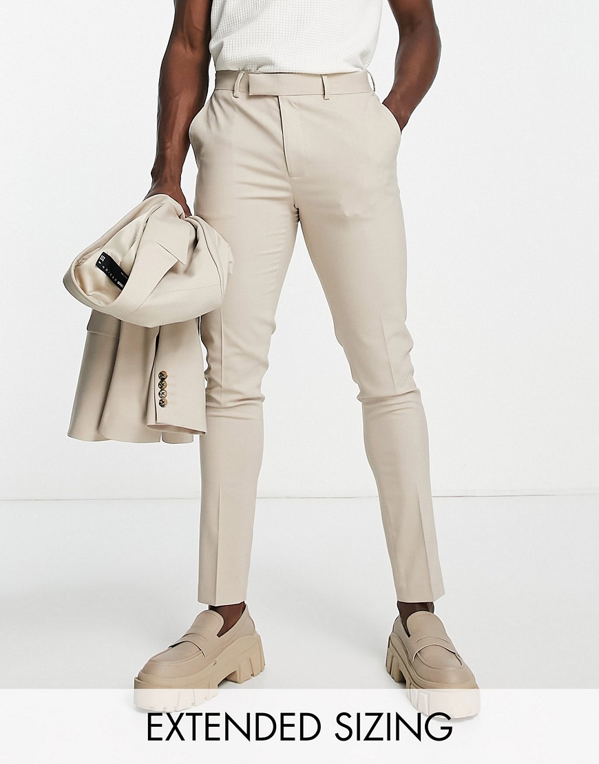 ASOS DESIGN skinny suit trousers in stone-Neutral