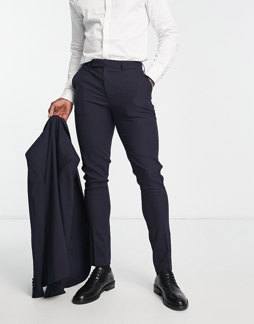 ASOS DESIGN skinny tuxedo trousers in navy