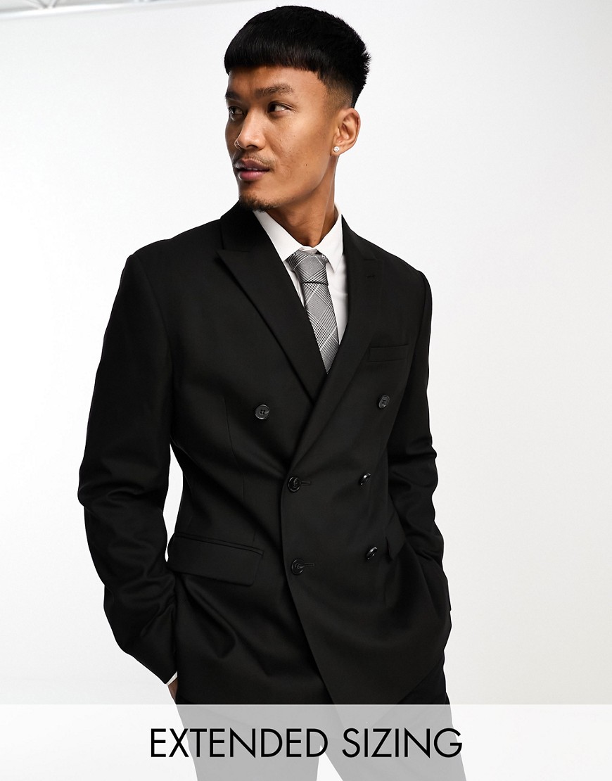 ASOS DESIGN slim double breasted suit jacket in black