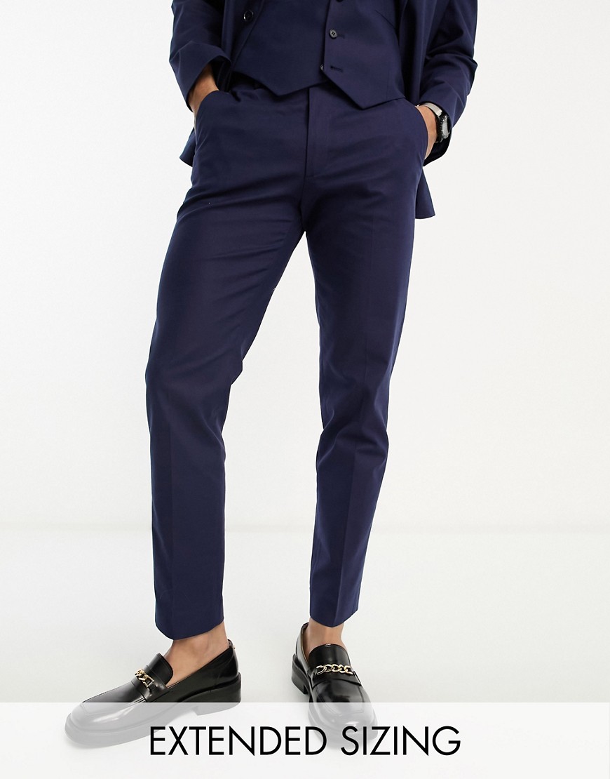 ASOS DESIGN slim linen mix suit trouser in navy