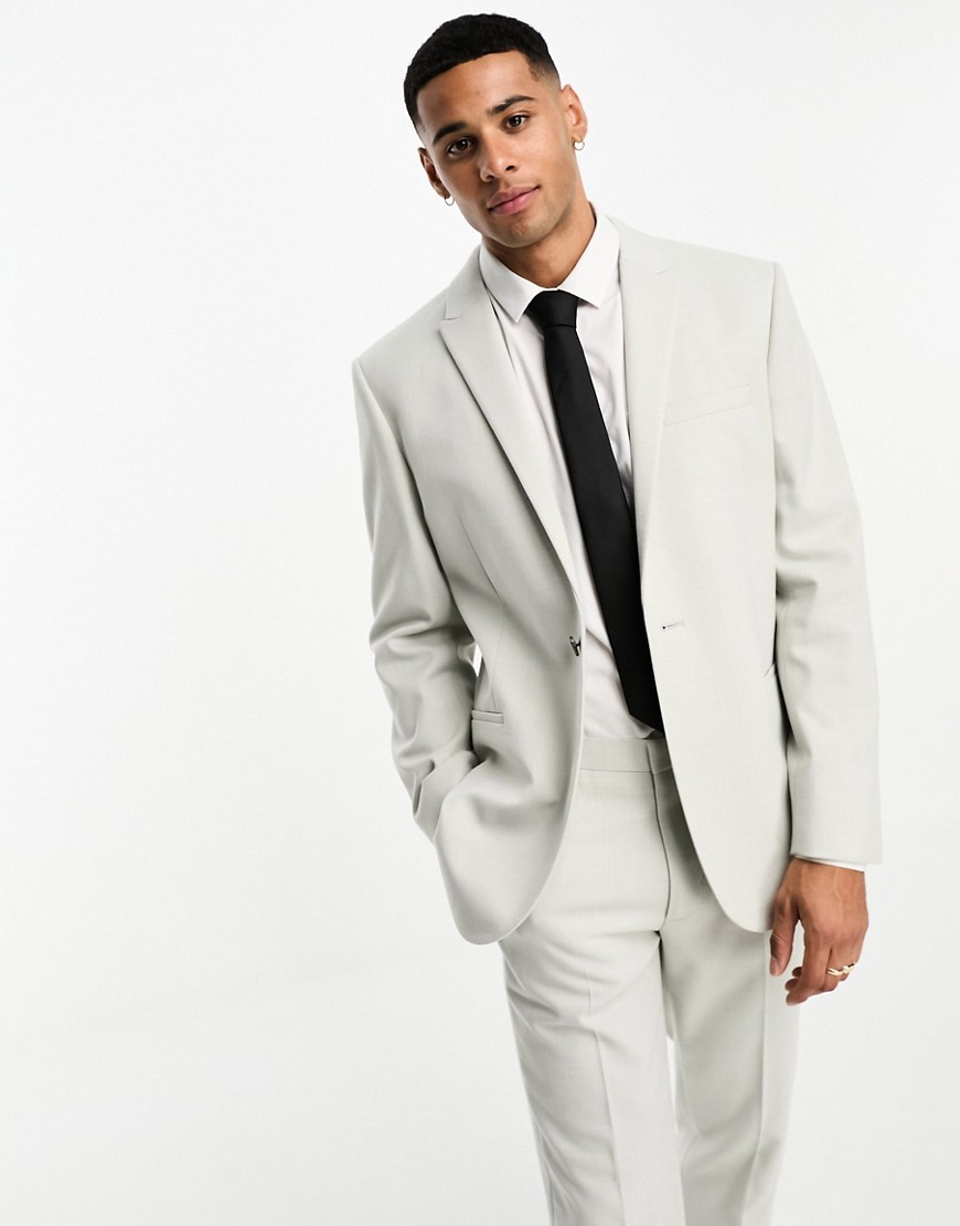 ASOS DESIGN slim suit jacket in crosshatch in ice grey