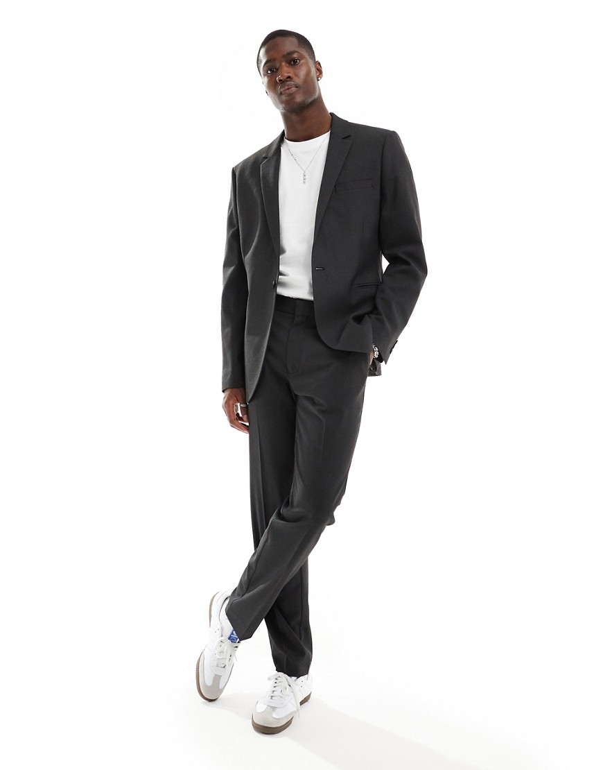 ASOS DESIGN slim suit trouser in black pindot