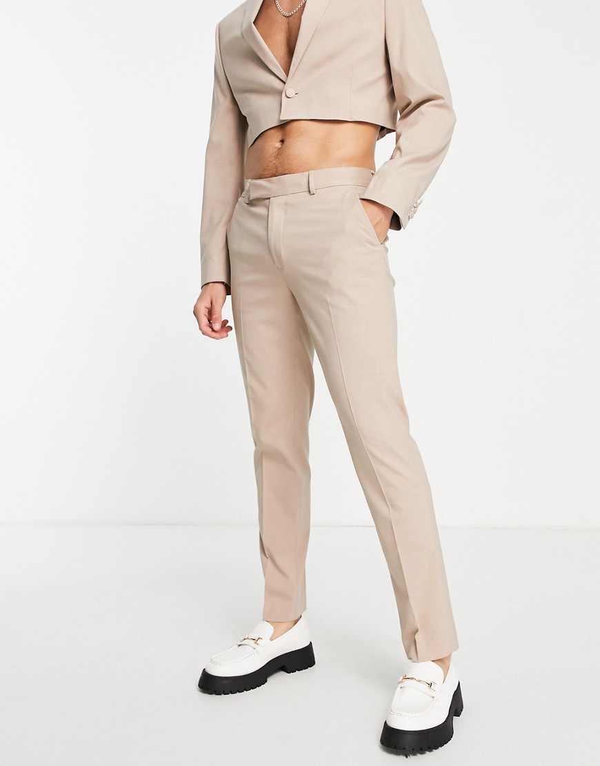 ASOS DESIGN slim suit trousers in brown