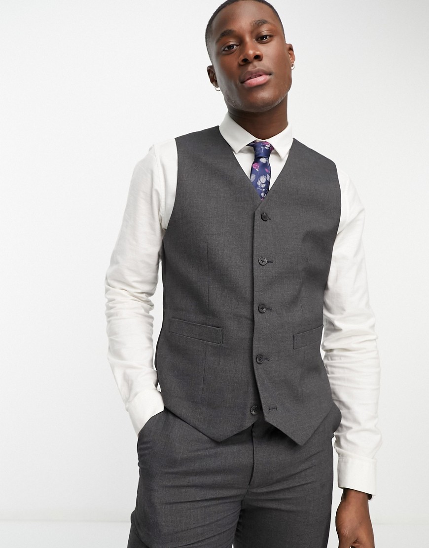 ASOS DESIGN slim suit waistcoat in charcoal-Grey