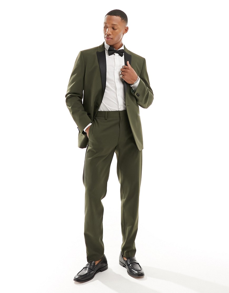 ASOS DESIGN slim tuxedo suit jacket in green