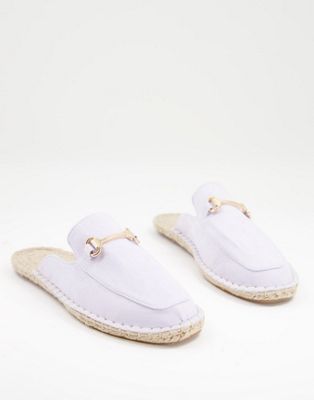 slip on mule espadrilles in lilac faux suede with snaffle
