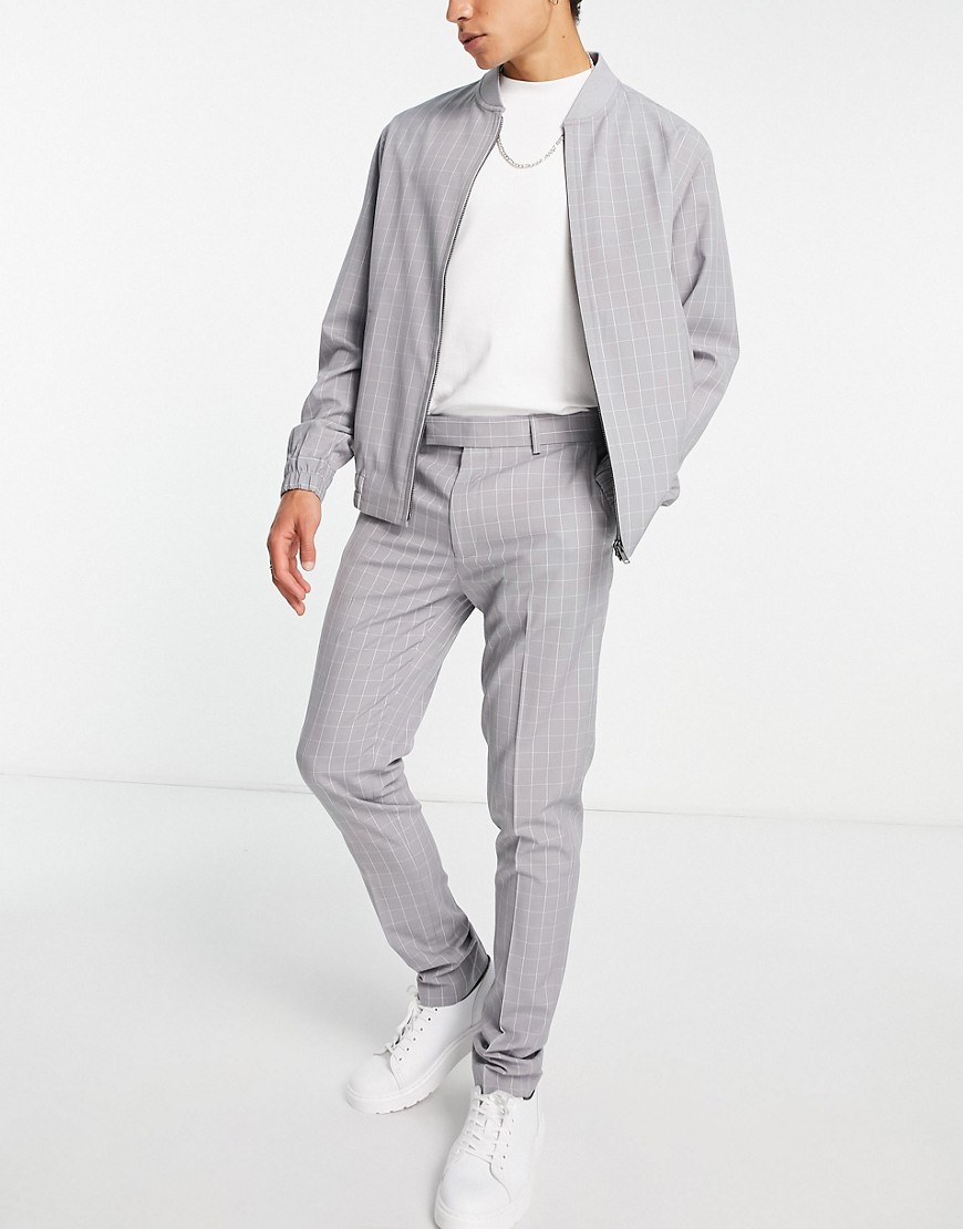 ASOS DESIGN smart co-ords skinny trousers in grey grid check