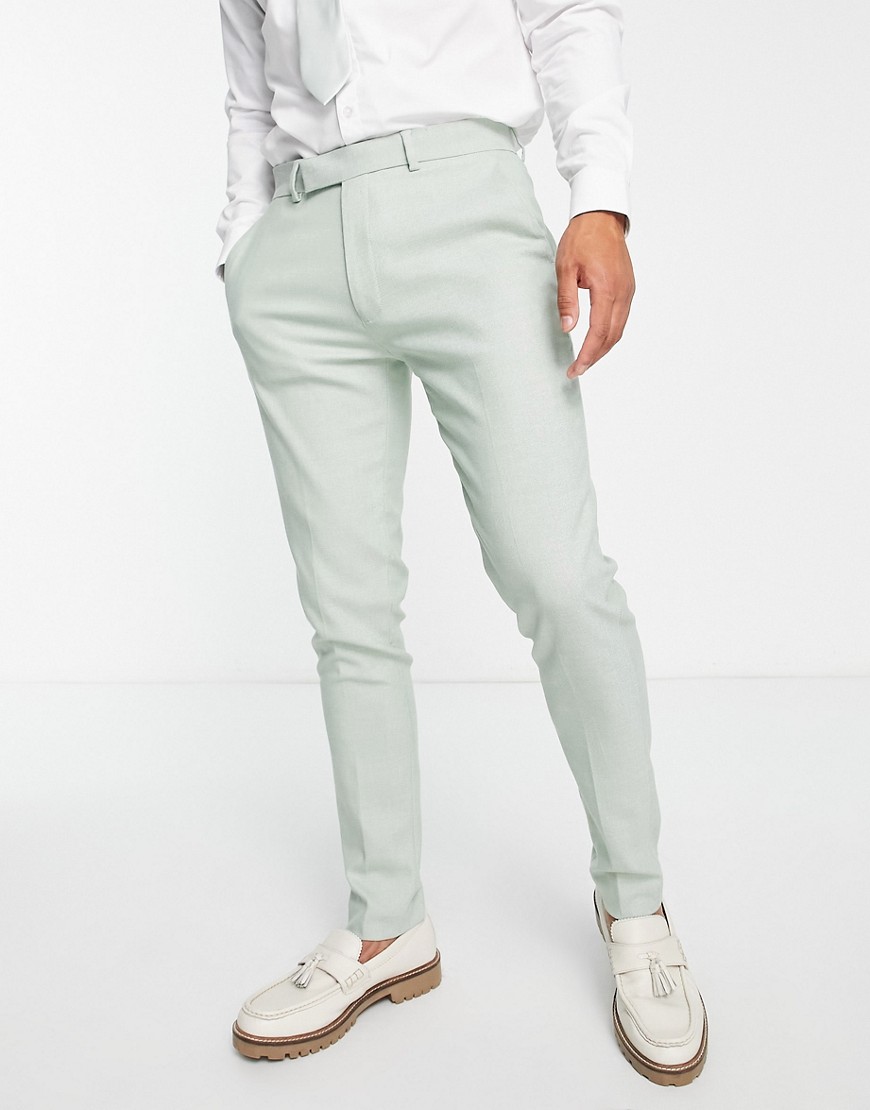 ASOS DESIGN smart oxford skinny suit trousers in dusky green