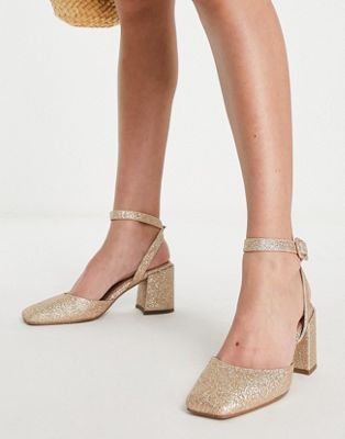 Stelle block heeled mid shoes in glitter