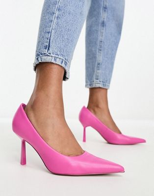ASOS DESIGN Sterling mid heeled court shoes in pink