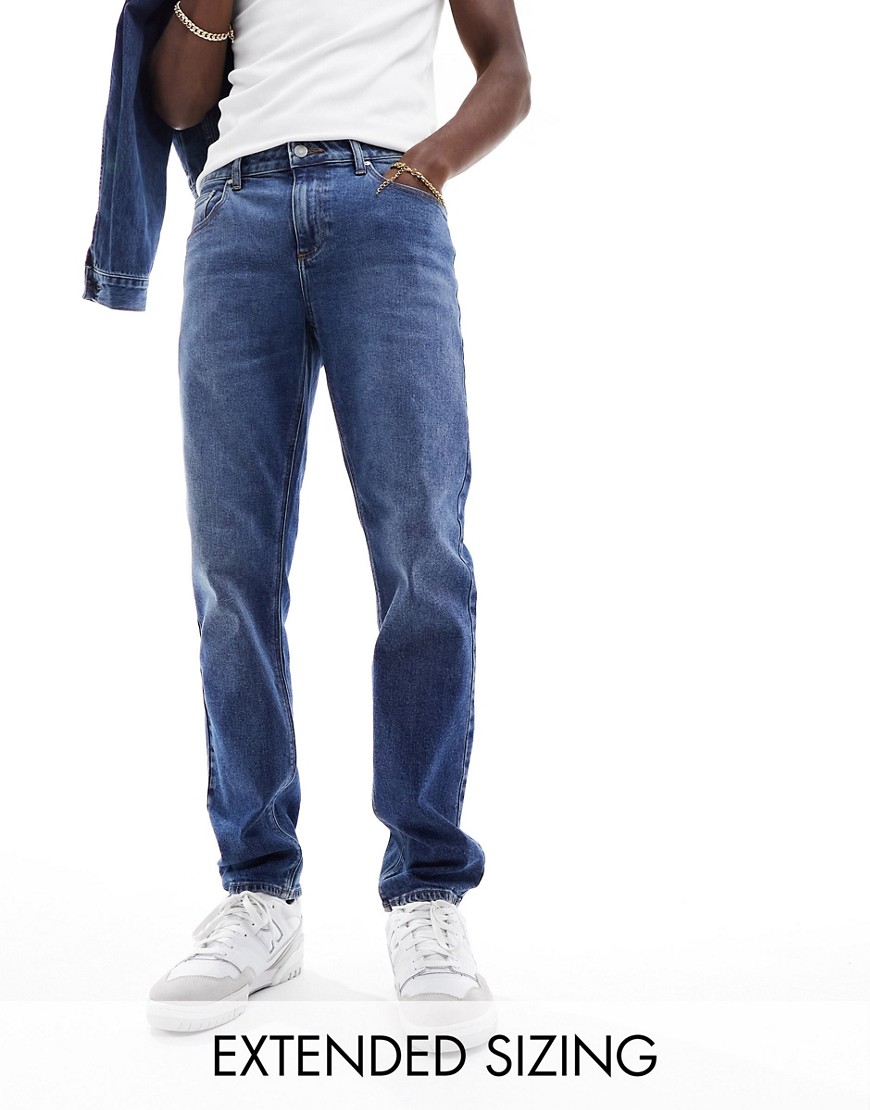 ASOS DESIGN stretch slim jeans in dark wash blue