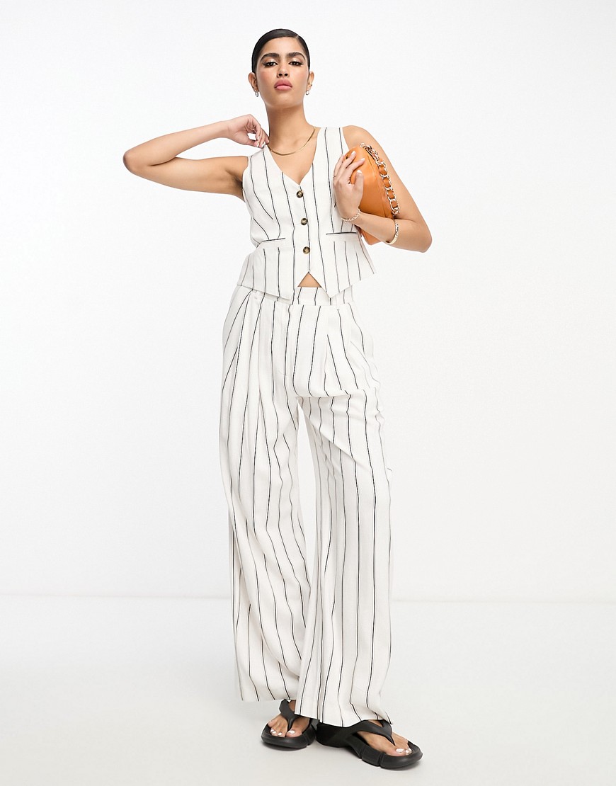 ASOS DESIGN striped waistcoat with linen in multi