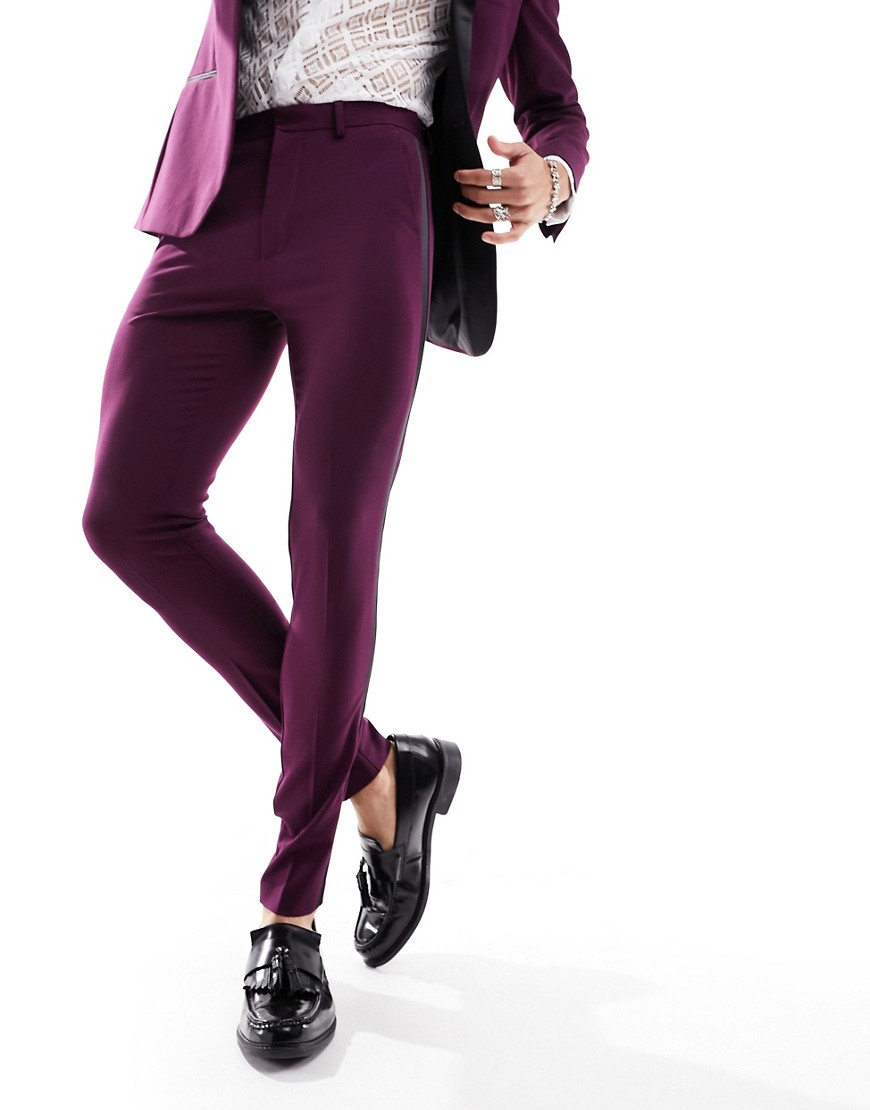 ASOS DESIGN super skinny tuxedo suit trousers in purple
