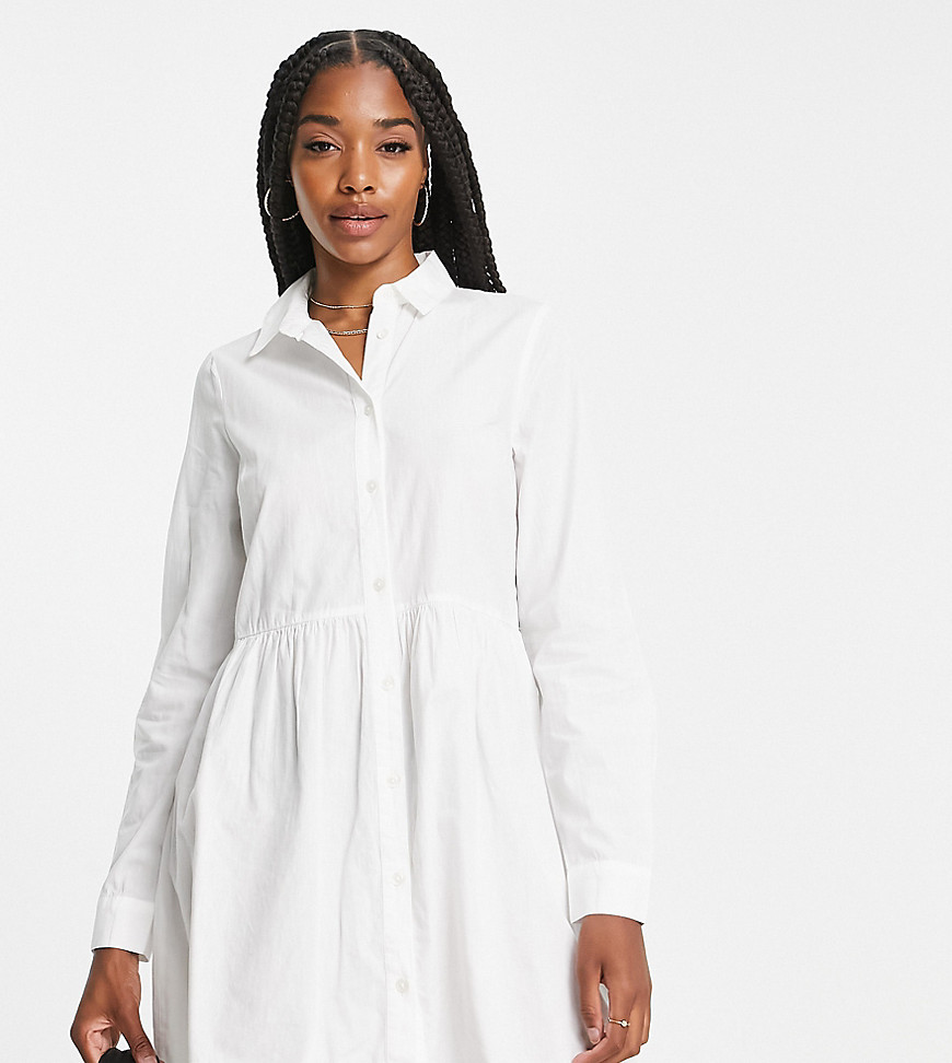 ASOS DESIGN Tall cotton mini smock shirt dress in white