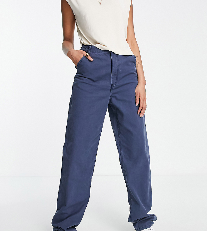 ASOS DESIGN Tall slouchy straight leg trousers in navy