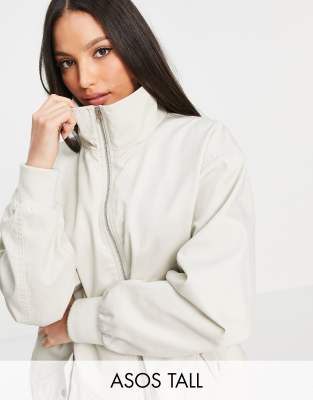 Tall washed canvas longline jacket in stone - Click1Get2 Black Friday