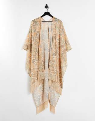 Tassel cape in brown paisley print - Click1Get2 Promotions&set=par&sale=mega Discount