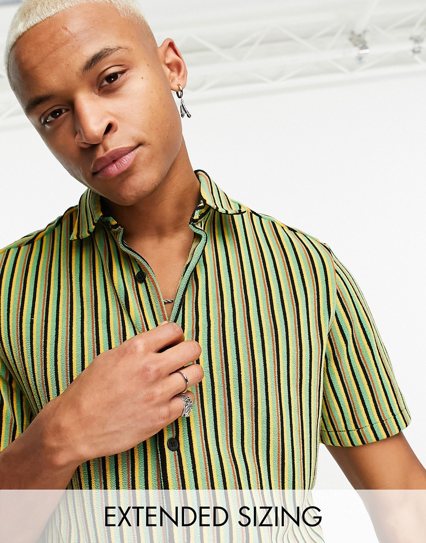 ASOS DESIGN towelling shirt in multi colour stripe