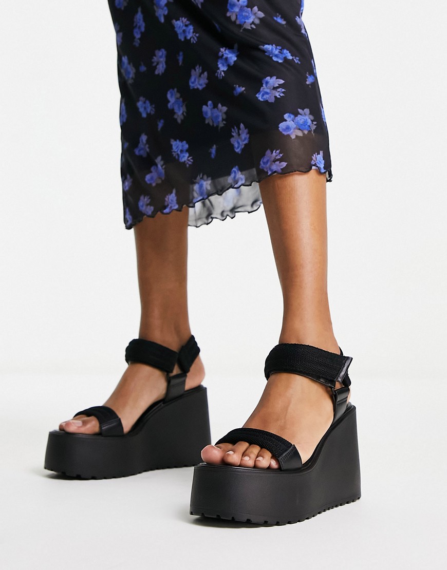 ASOS DESIGN Trina chunky sporty wedges in black