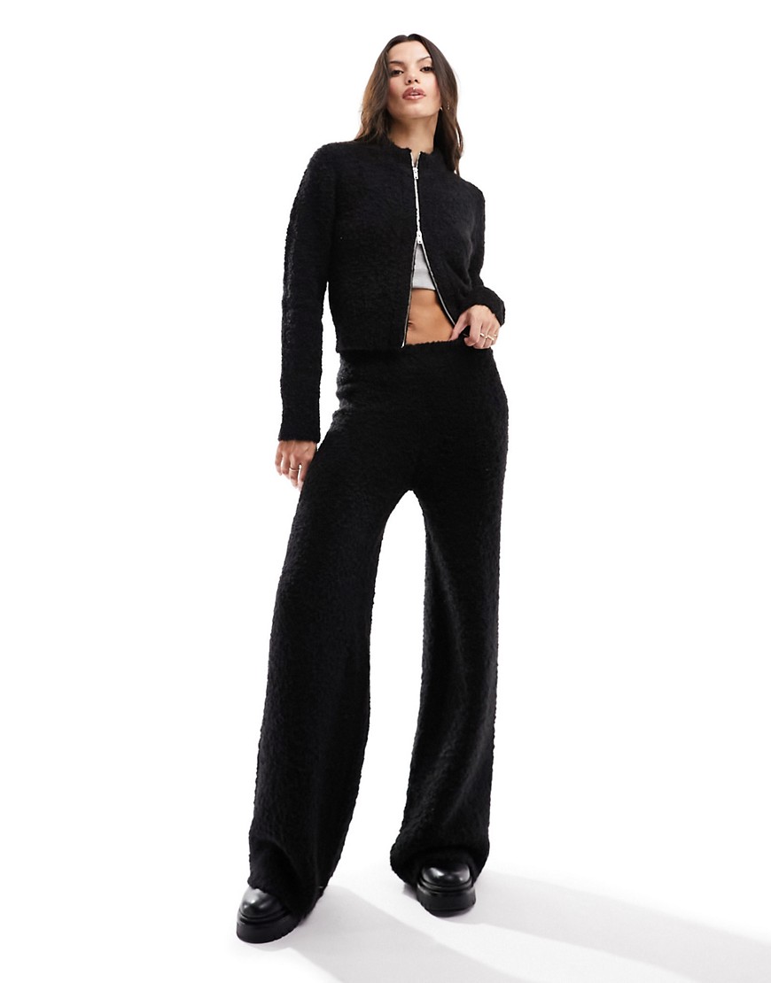 ASOS DESIGN trouser in fluffy yarn co-ord in black