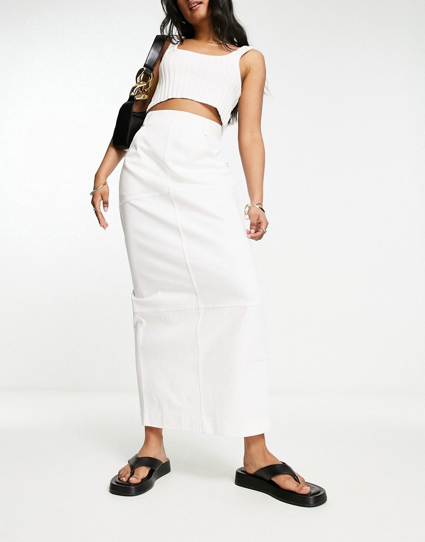 ASOS DESIGN twill maxi pencil skirt in white