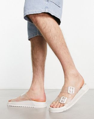 two strap sandals in clear translucent