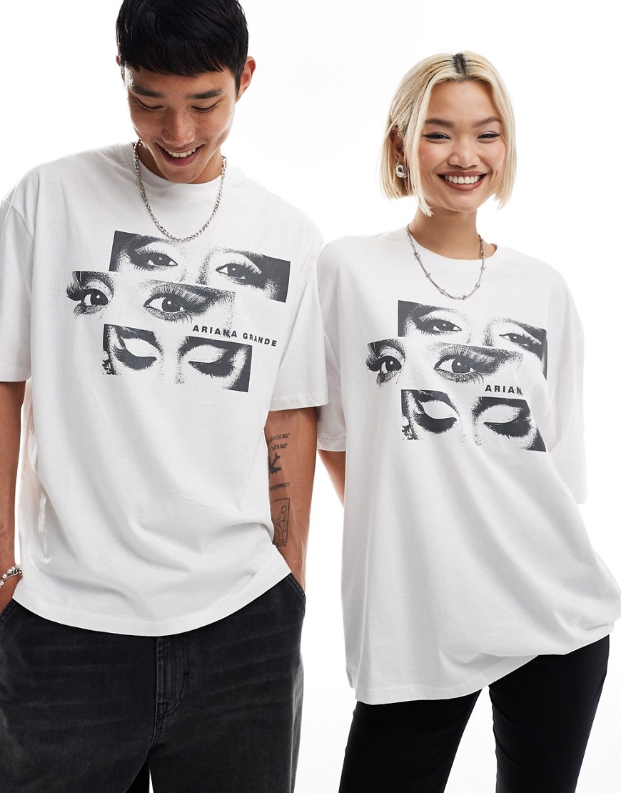 ASOS DESIGN unisex oversized license t-shirt with Ariana Grande prints in white