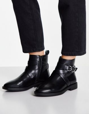 Wide Fit Abby flat boots in black