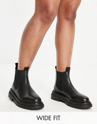 Wide Fit Appreciate leather chelsea boots in black