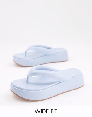 Wide Fit Ferris chunky toe thong sandals in blue