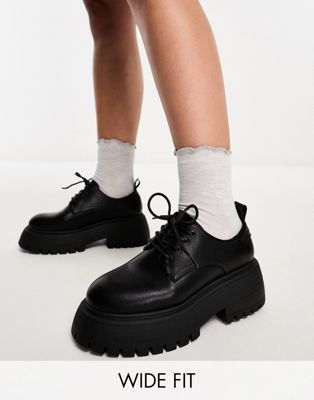Wide Fit Mars lace up loafer in black