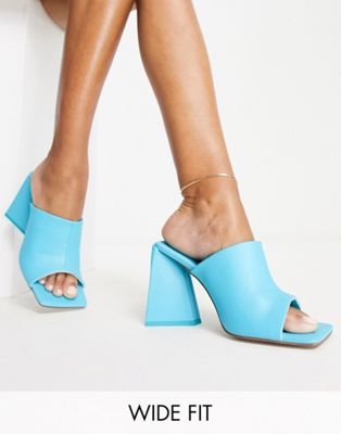 Wide Fit Nyla heeled mules in blue