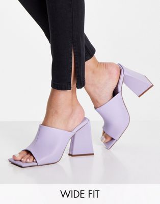 Wide Fit  Nyla heeled mules in lilac