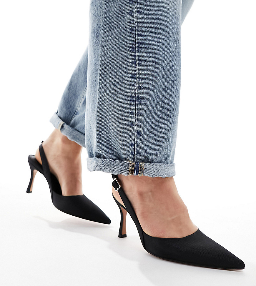 ASOS DESIGN Wide Fit Samber 2 slingback stiletto heels in black
