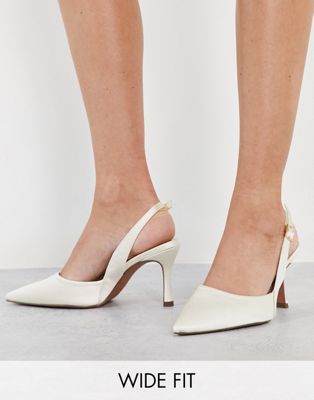 Wide Fit Samber slingback stiletto heels in ivory