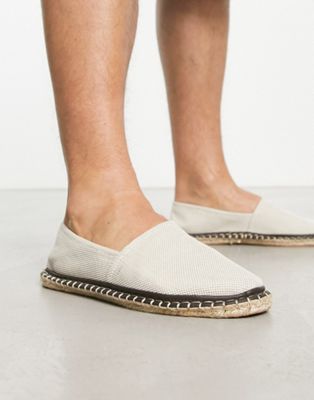 woven espadrilles in stone